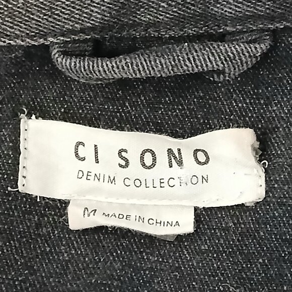 CI SONO Jean Jacket M Crop Distressed Studded Black Denim Grunge Biker - Picture 8 of 9